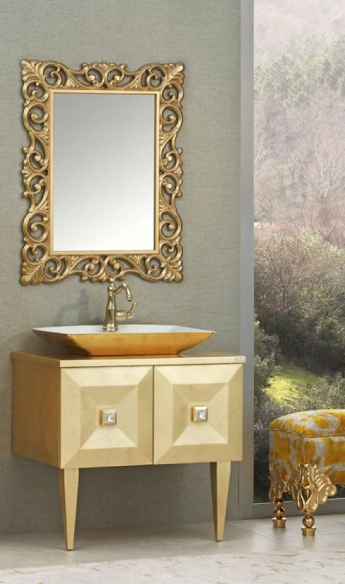 Luxury Baroque Bathroom Set Gold - Vanity Unit with Sink and Wall Mirror - Baroque Bathroom Furniture - Noble & Magnificent
