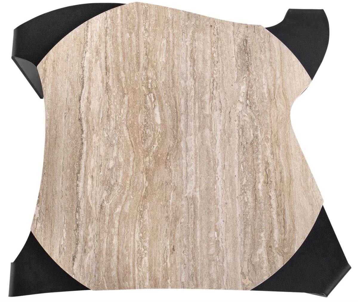 Luxury coffee table black / beige 75.5 x 78 x H. 32.5 cm - designer living room table with marble top