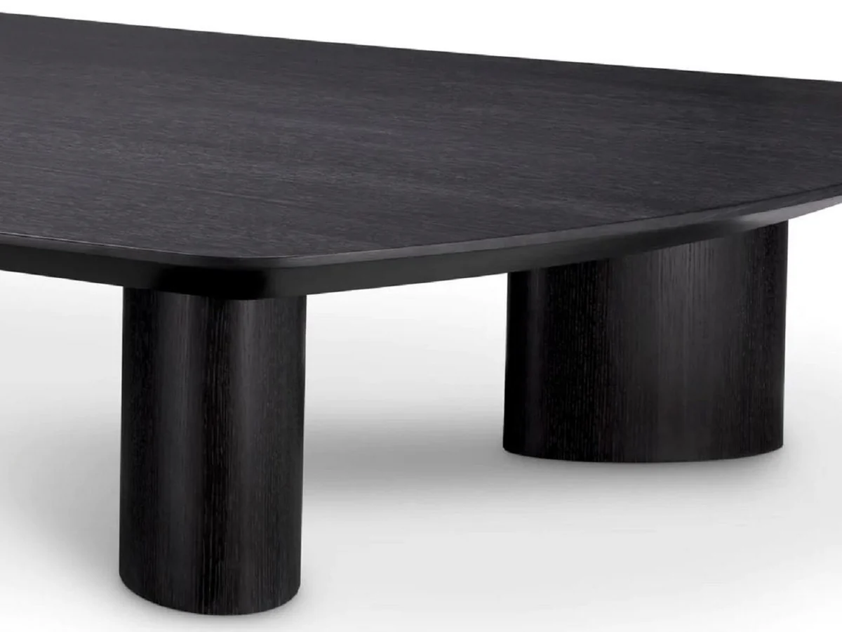 Luxury coffee table black gray 185 x 120 x H. 30 cm - solid wood living room table with slightly curved table top - living room furniture - hotel furniture - luxury furniture - luxury furnishings