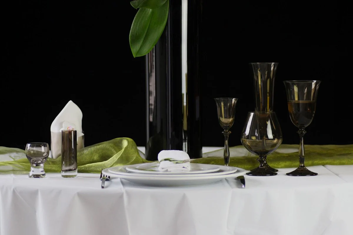 Luxury Baroque white wine glass set of 6 amber Ø 8.5 x H. 21 cm - Handmade wine glasses - Hotel & Restaurant Accessories - Luxury quality