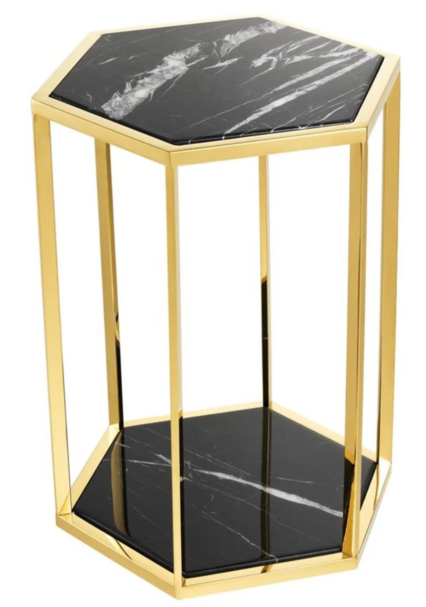 Luxury side table set of 2 in gold with black marble - luxury quality