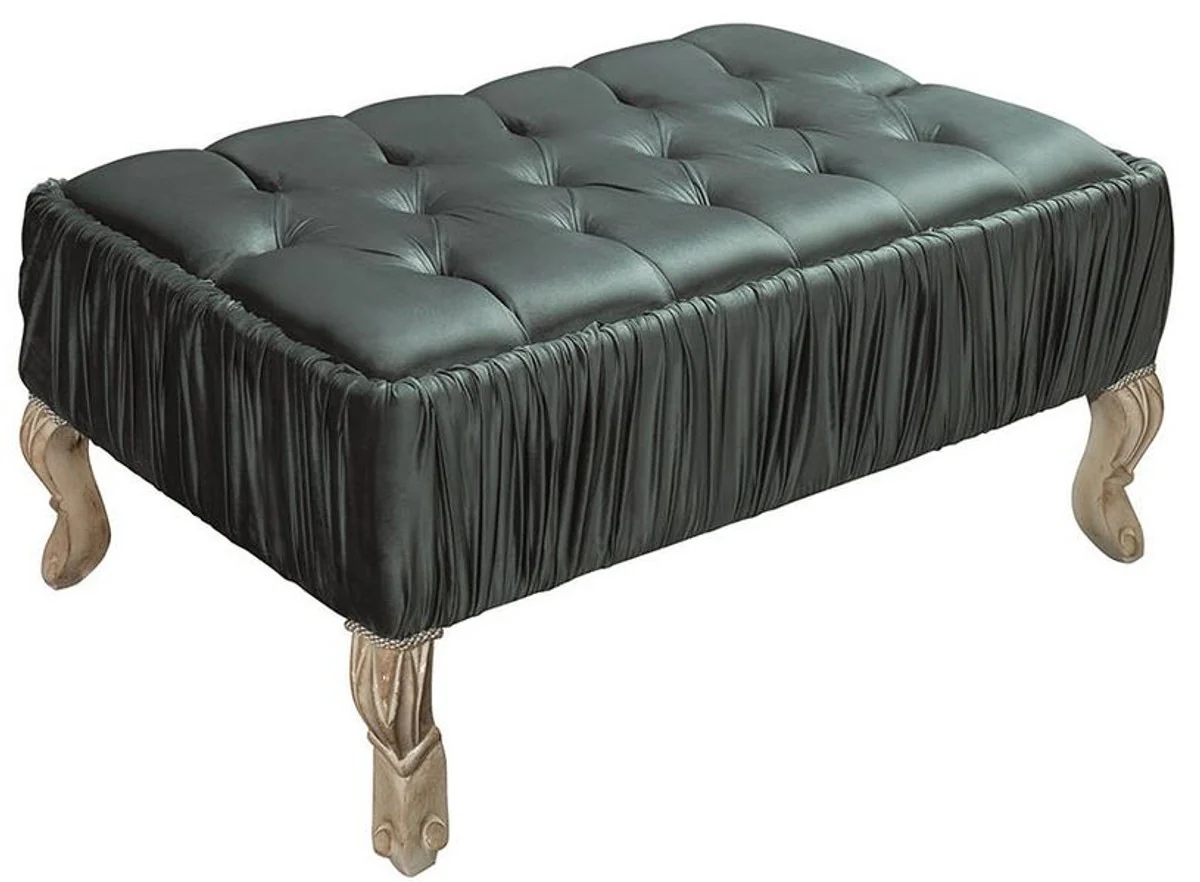 Luxury baroque coffee table green / cream / beige 90 x 60 x H. 45 cm - living room table with glittering stones - living room furniture in the baroque style