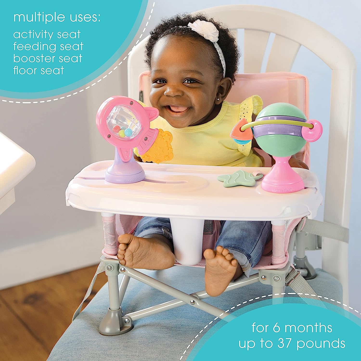 N Sit Tragbarer Sitzerhöhungsstuhl, Grau – Sitzerhöhung für den Innen-/Außenbereich – schnell, einfach und kompakt zusammenklappbar