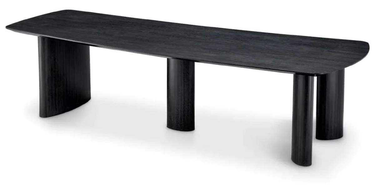 Luxury dining table black gray 300 x 120 x H. 76.5 cm - solid wood kitchen table with slightly curved table top - dining room furniture - kitchen furniture - luxury furniture - luxury furnishings