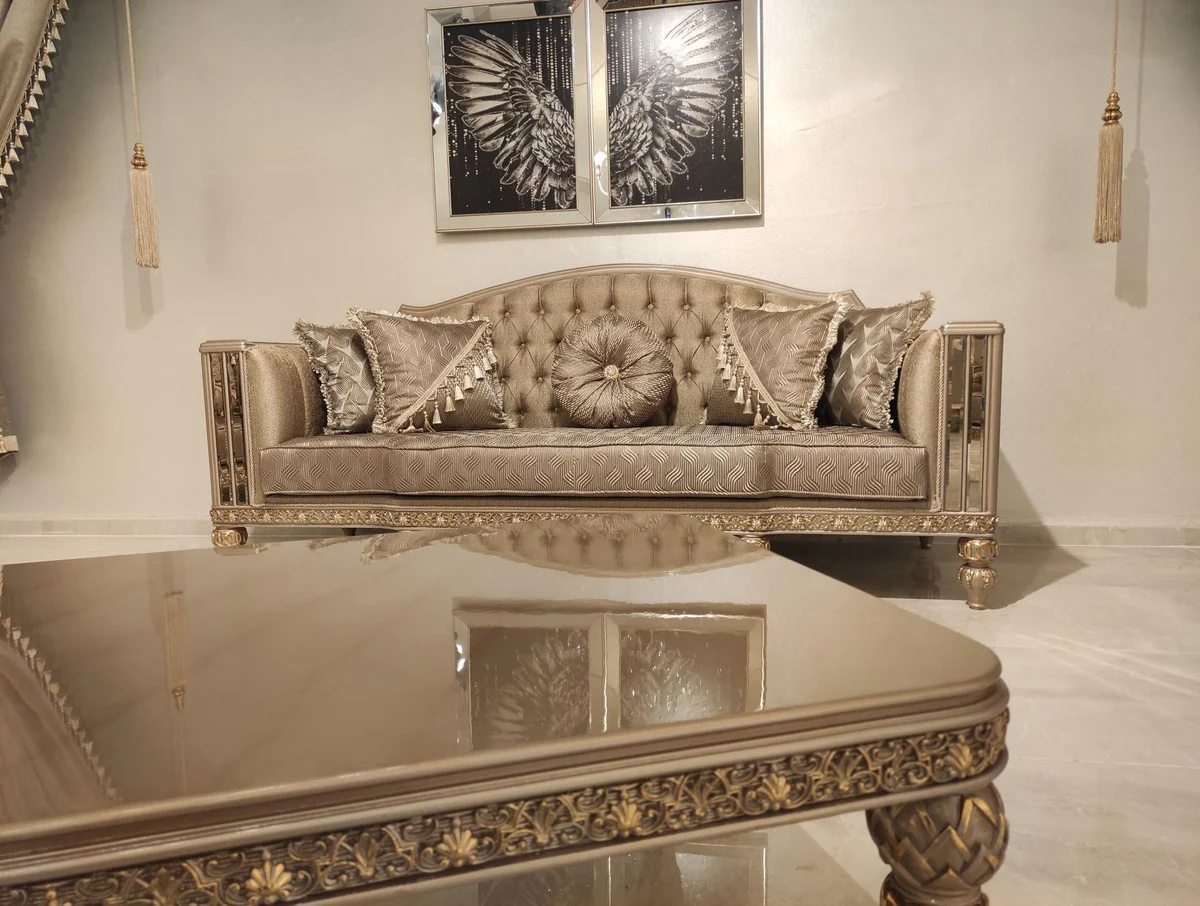 Luxury baroque coffee table gold / gray / gold - magnificent living room table in baroque style - baroque style living room furniture - baroque furnishings - baroque furniture - luxury furniture in baroque style
