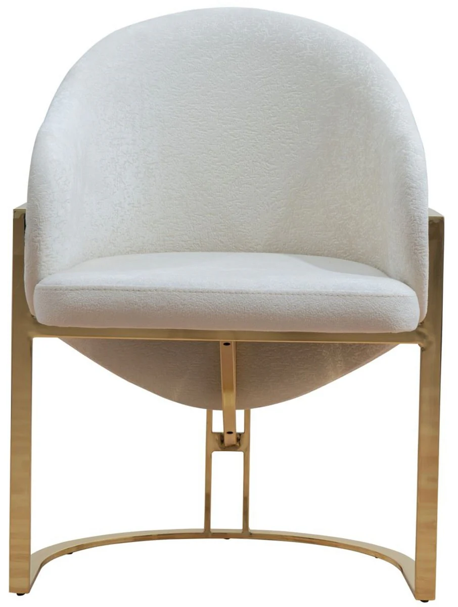 Luxury dining room chair with armrests white / gold H. 84 cm