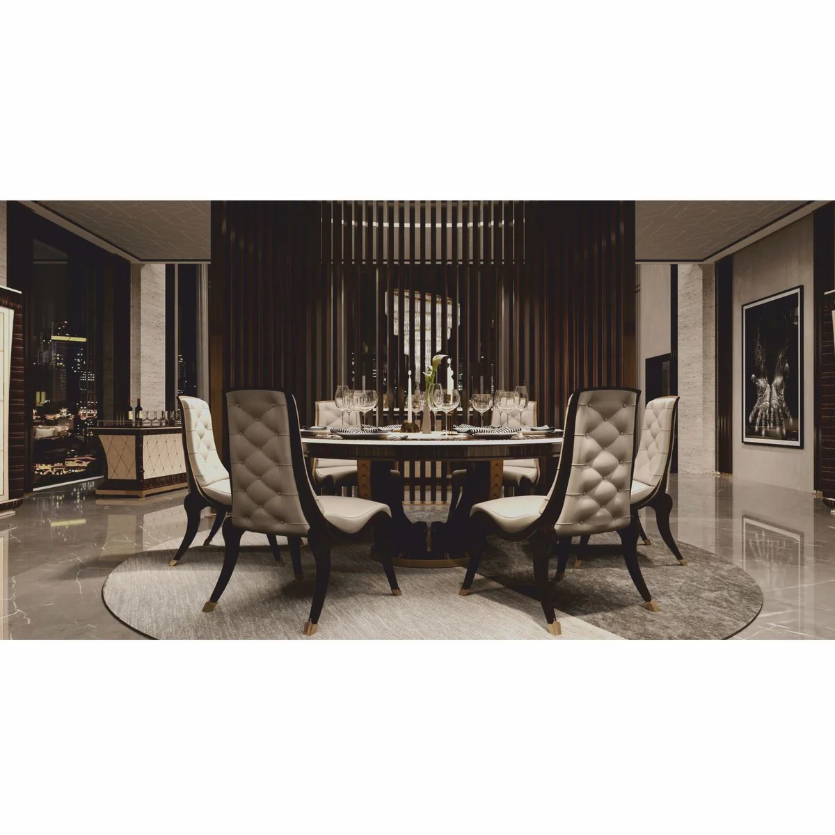 Luxury Leather Dining Chair Beige / Black / Bronze - Made in Italy