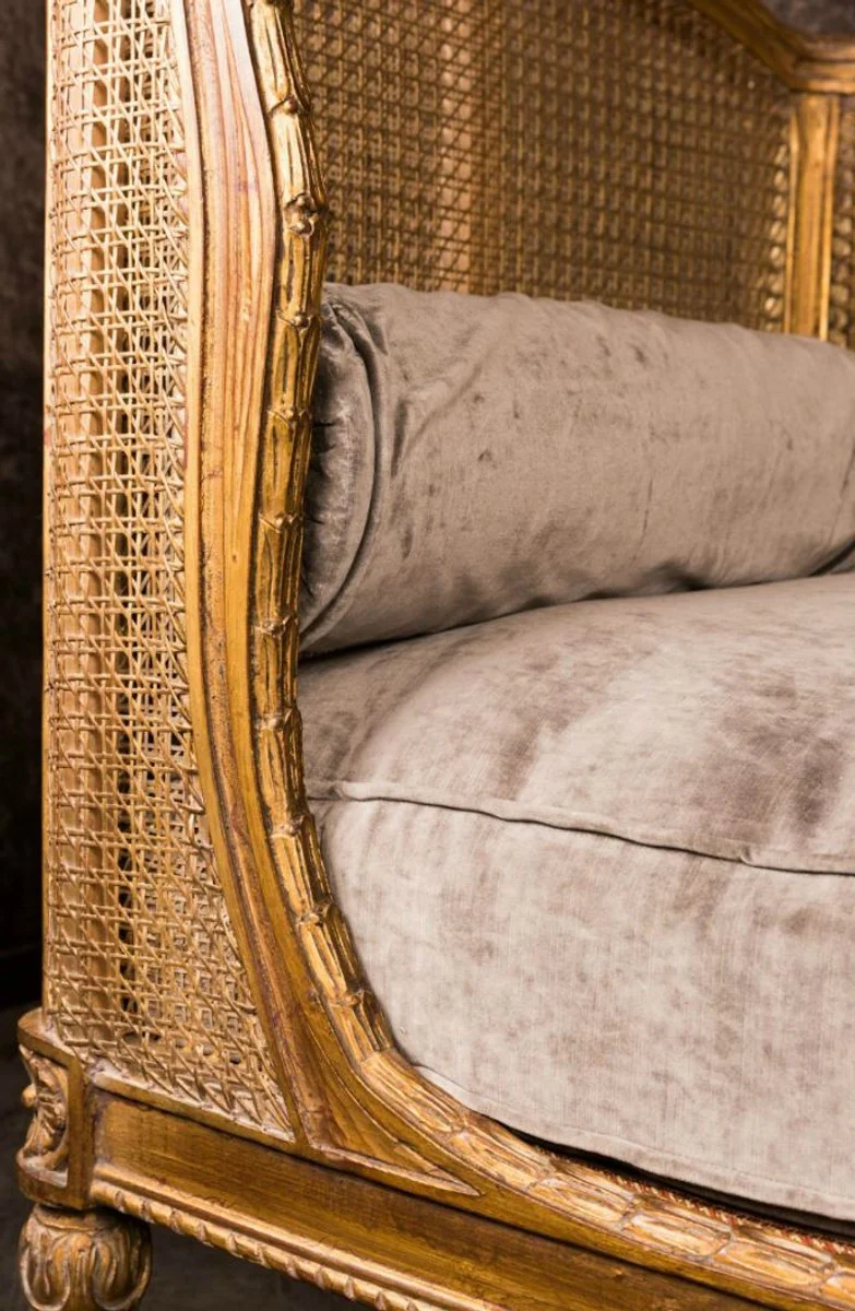 Luxury baroque sofa with cushions brown / taupe 187 x 89 x H. 103 cm - handmade sofa in antique style - living room furniture