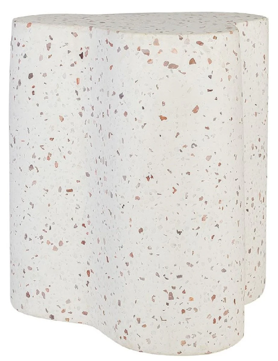 Luxury terrazzo natural stone side table / stool white 41.5 x 41.5 x H. 45 cm - living room furniture - hotel furniture - natural stone furniture - luxury furniture - luxury furnishings