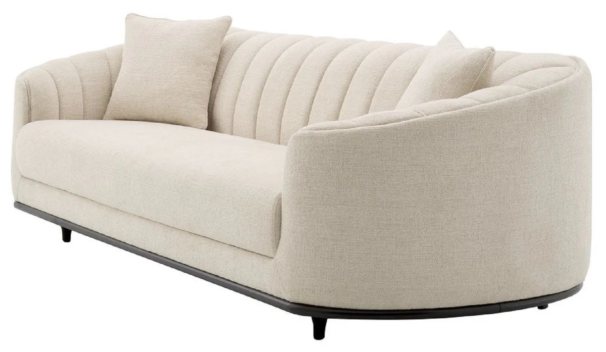 Luxury sofa beige / black 240 x 96 x H. 74.5 cm - living room sofa with 2 cushions - living room furniture - luxury furniture - living room furnishings - luxury furnishings - luxury quality