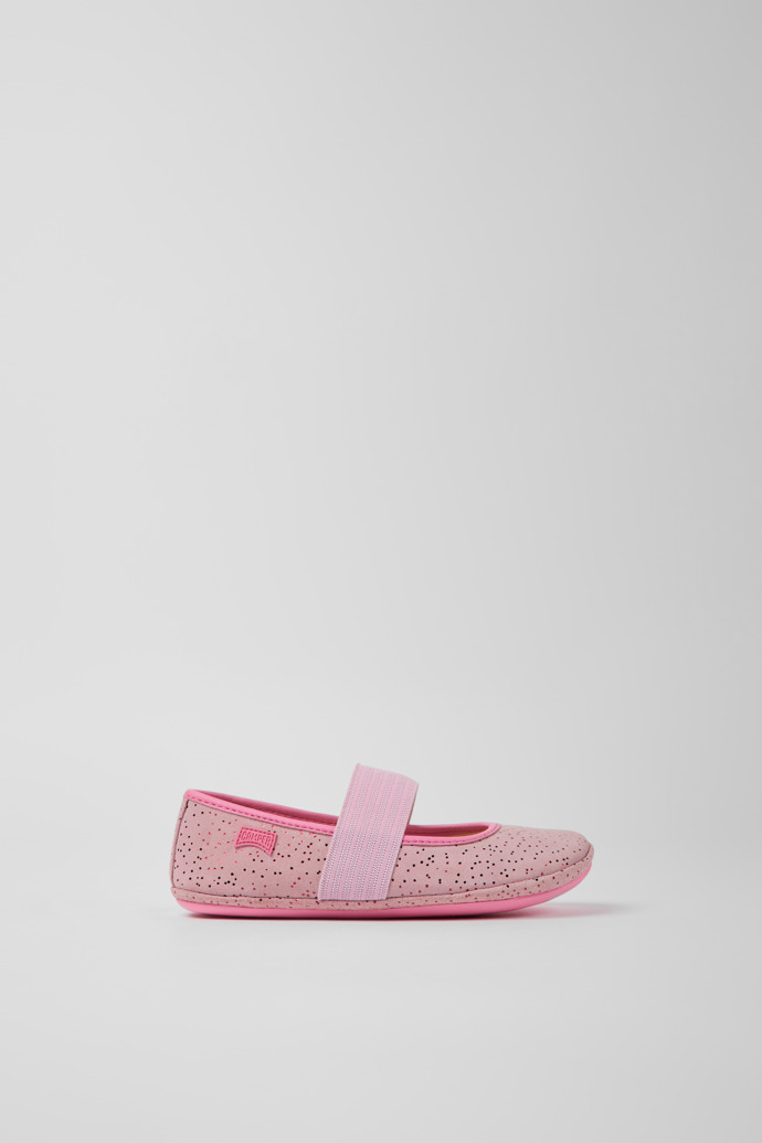 Rechts Pink Nubuck Ballerinas für Kinder