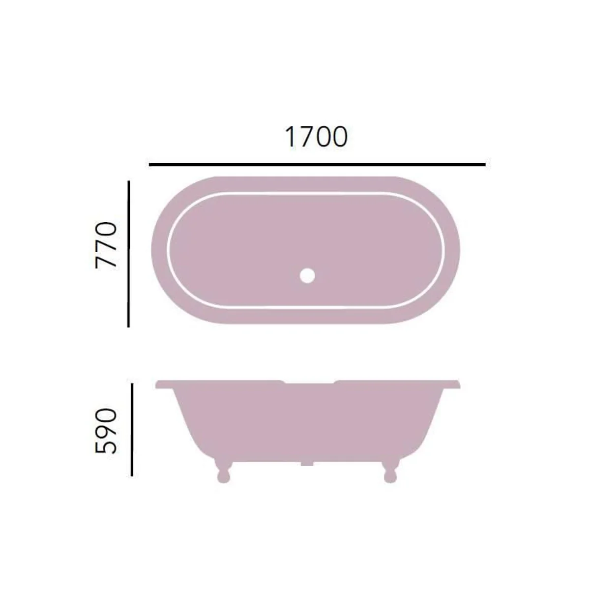 Luxury cast iron bathtub light gray / white 170 cm - curved freestanding bathtub - Baroque & Art Nouveau bathroom furniture