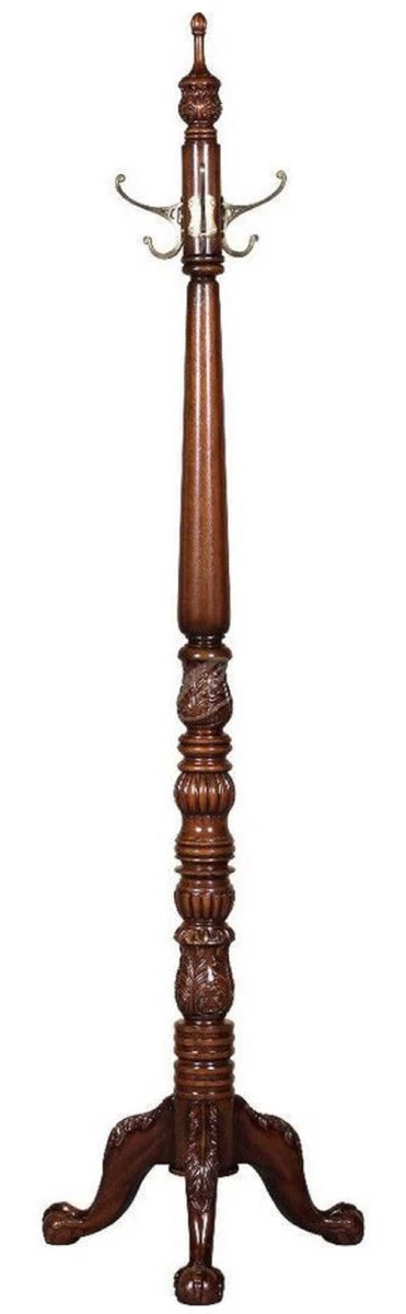 Luxury Baroque coat rack dark brown 55 x 55 x H. 157.5 cm - Elegant solid wood coat rack - Baroque hotel cloakroom furniture