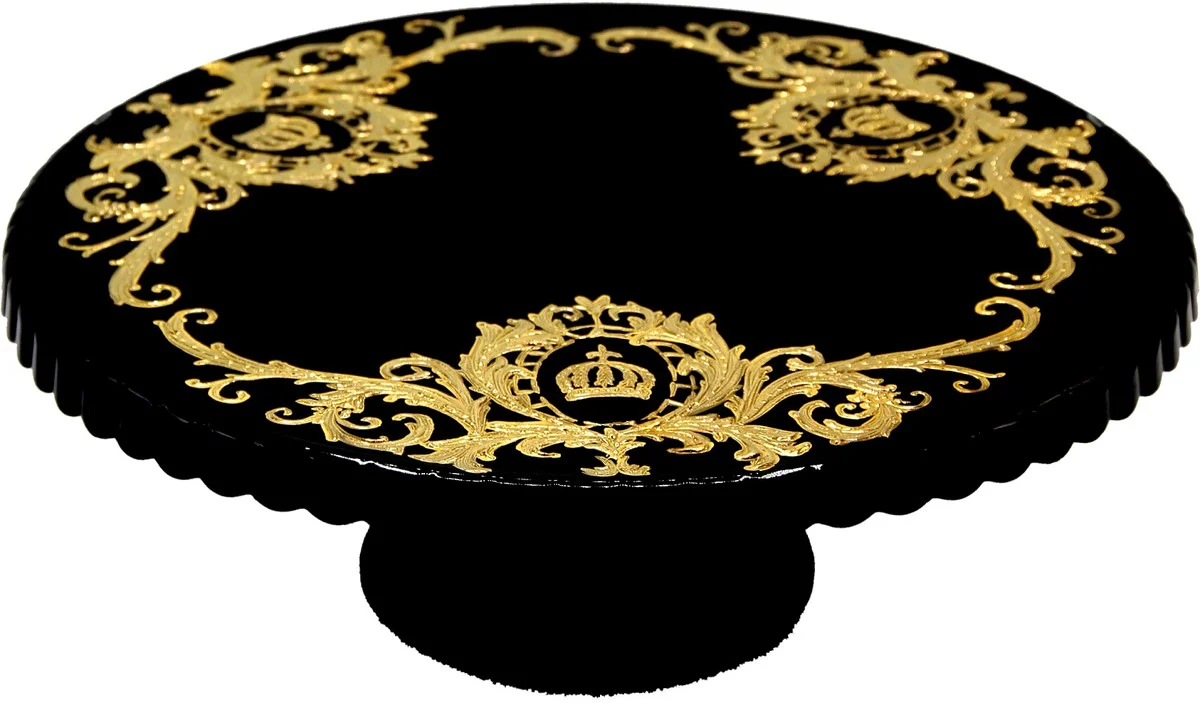 Pompöös by Luxus cake plate with 24 carat gold plating black / gold Ø 32 x H. 11.5 cm - Pompöös cake plate designed by Harald Glööckler