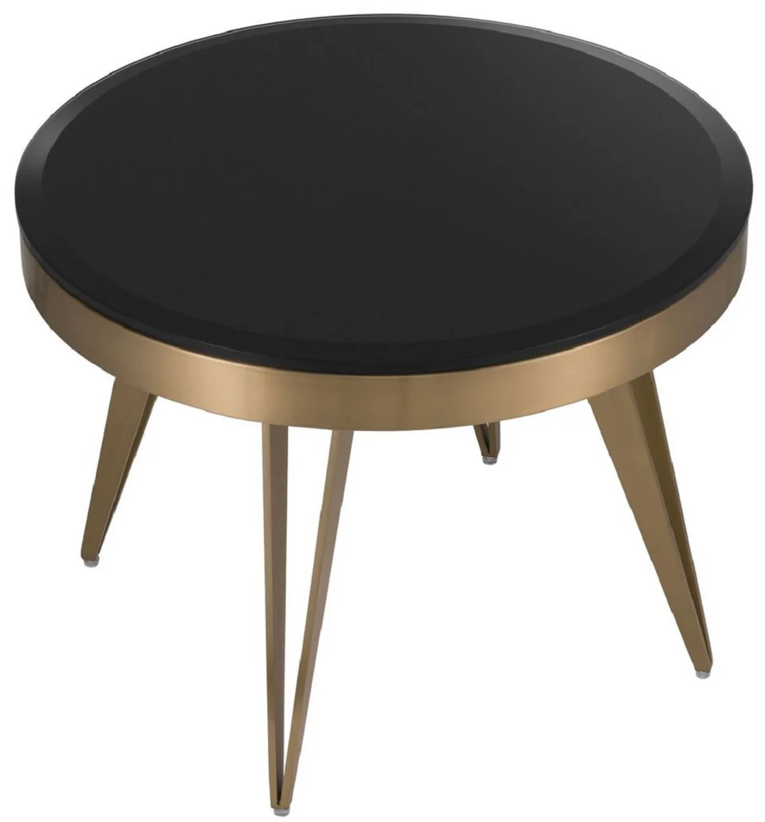 Luxury side table brass / black Ø 60 x H. 45 cm - Round stainless steel table with glass top - Living room furniture - Luxury furniture