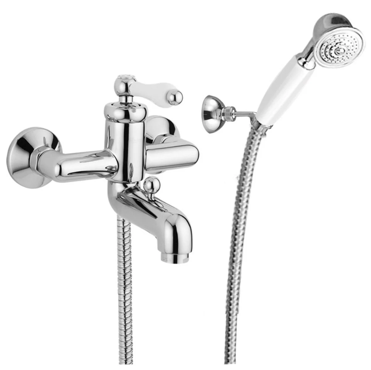 Luxury exposed single lever mixer with duplex shower head silver / white - luxury bathroom bathtub shower mixer