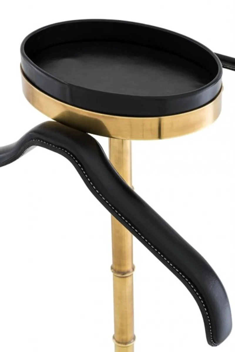 Designer luxury coat rack vintage brass / black leather - Dressboy - clothes rack suit rack - Baroque Empire Art Deco Art Nouveau Biedermeier