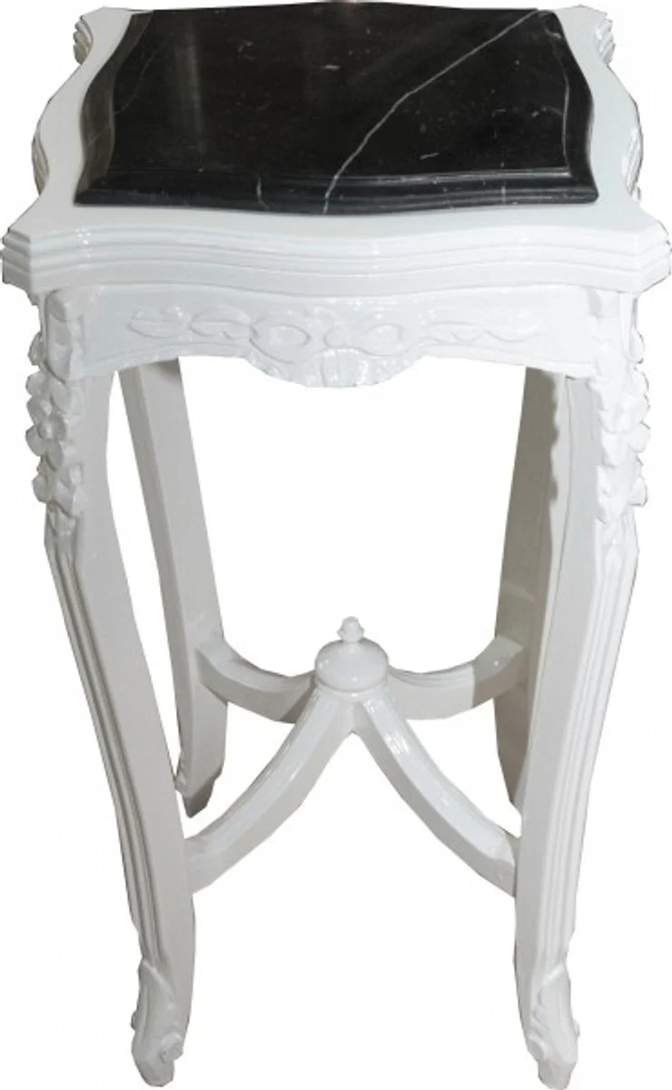 Baroque side table with marble top square white Mod W17 70 x 37 cm - antique style