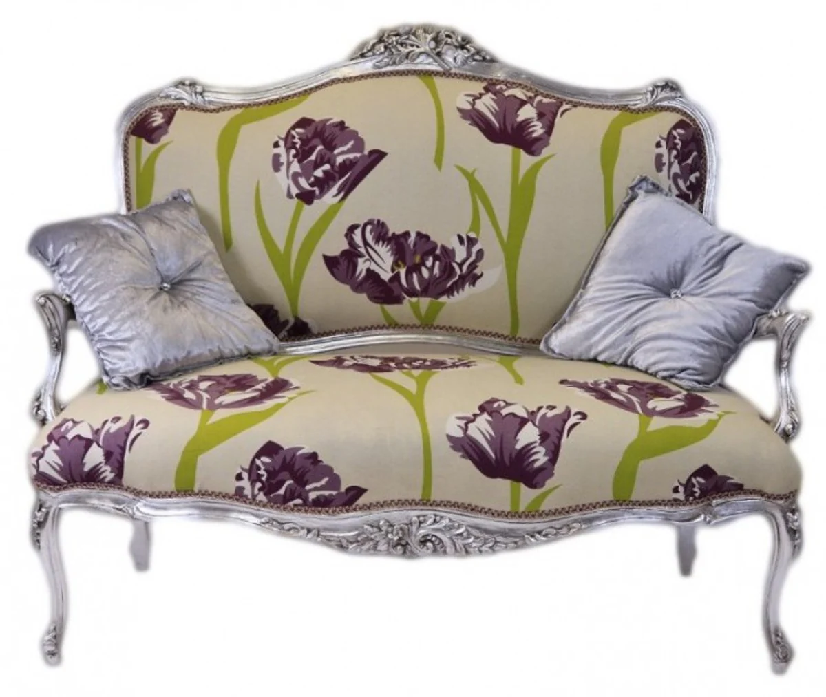 Baroque cream floral pattern / silver - Italian style - Baroque furniture