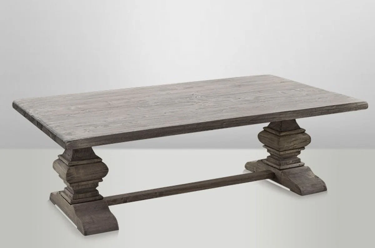 Country house coffee table oak rustic gray 140 x 80 cm - baroque style salon living room table solid oak