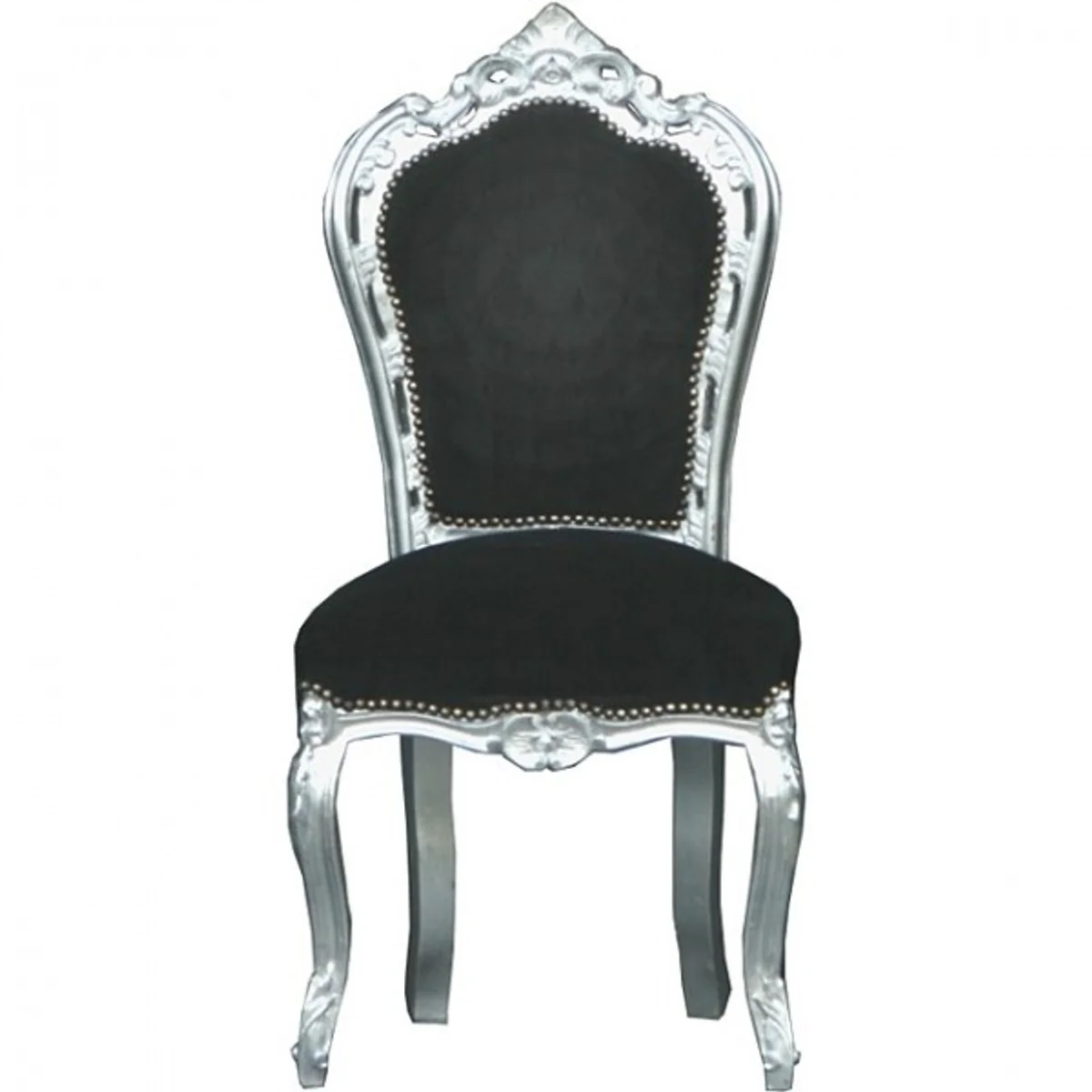 Baroque dining room chair black/silver - furniture antique style