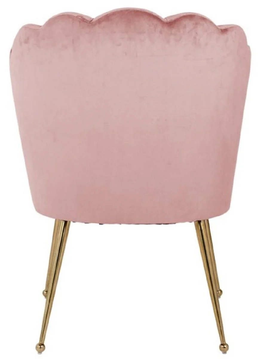 Luxury velvet dining room chair pink / gold 66 x 64 x H. 86 cm - kitchen chair with velvet fabric - dining room furniture - kitchen furniture - luxury furniture