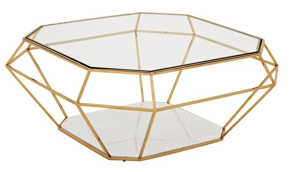 Luxury Art Deco coffee table glass / gold - glass table - luxury collection
