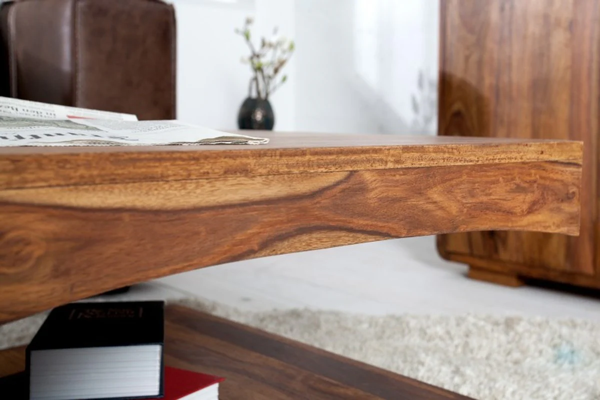 Designer solid wood coffee table natural W120 x H40 x D70 cm - salon living room table