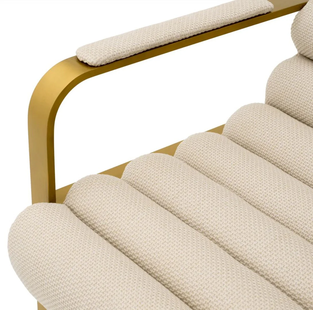 Luxury bar chair with armrests sand color / brass 53.5 x 57 x H. 96.5 cm - Padded stainless steel bar stool - Bar furniture - Luxury furniture - Luxury quality