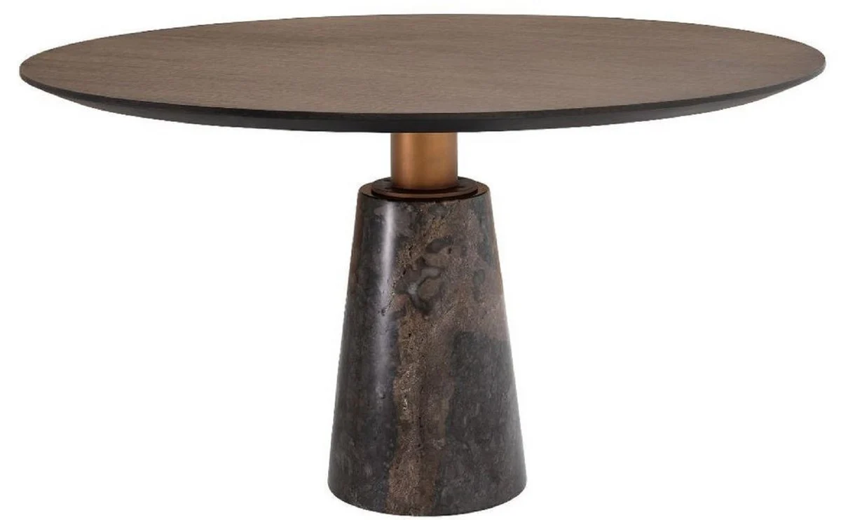 Luxury dining table gray Ø 132 x H. 76 cm - Round marble kitchen table - Luxury dining room furniture