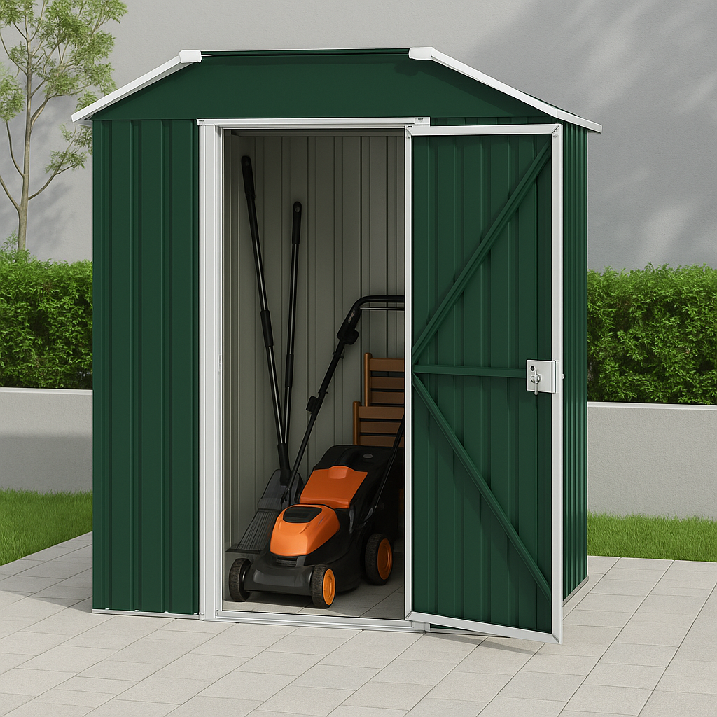 Gartenhaus aus grünem Metall, Stahl, zur Aufbewahrung im Freien, 150 x 103 x 190 cm