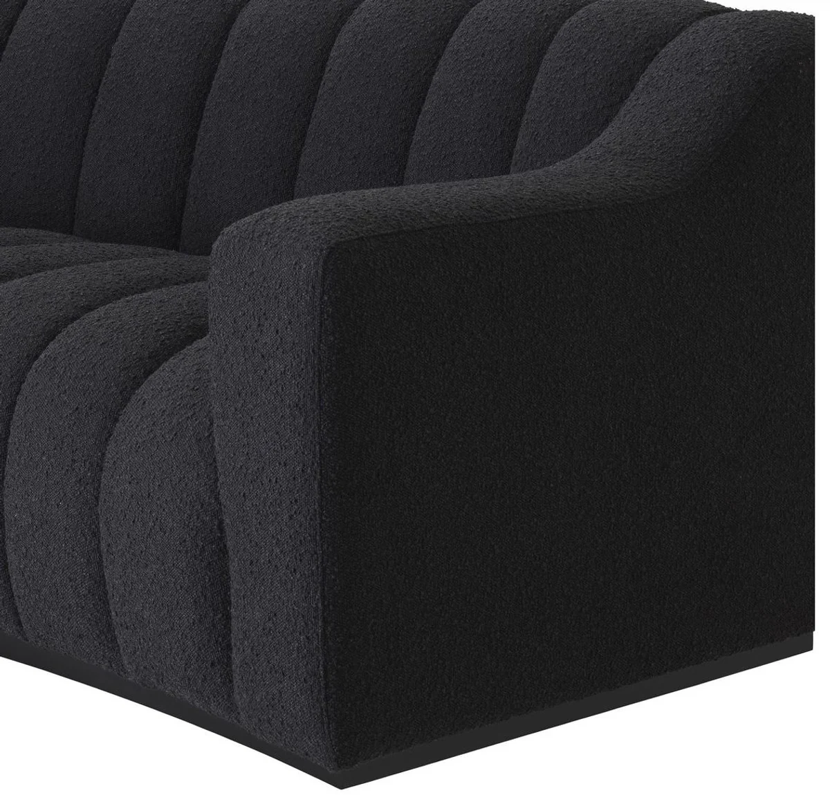 Luxury sofa black 234 x 96 x H. 76.5 cm - slightly curved living room sofa - hotel sofa - luxury quality