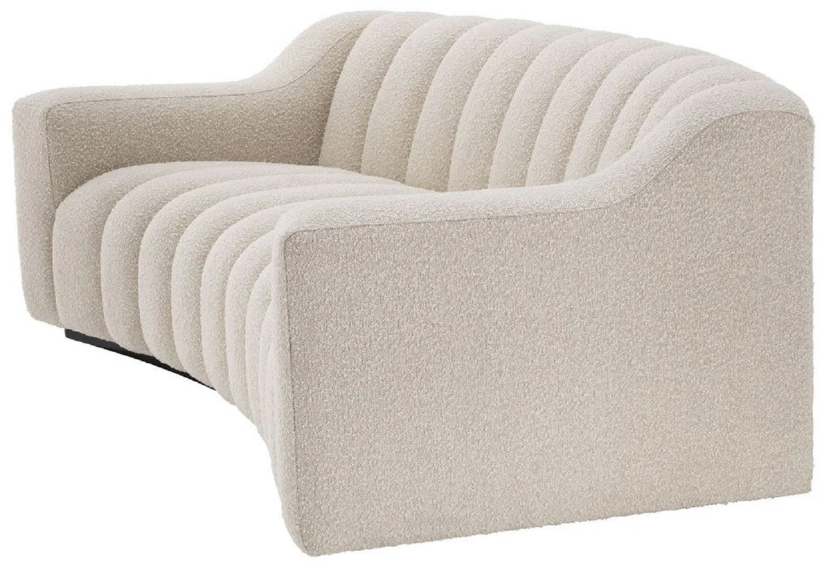 Luxury sofa cream / black 234 x 96 x H. 76.5 cm - slightly curved living room sofa - hotel sofa - luxury quality