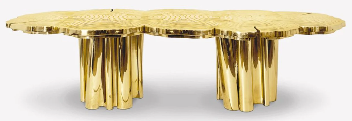 Luxury dining table gold 270 x 133 x H. 76 cm - Modern solid metal kitchen table - Luxury dining room furniture - Luxury quality