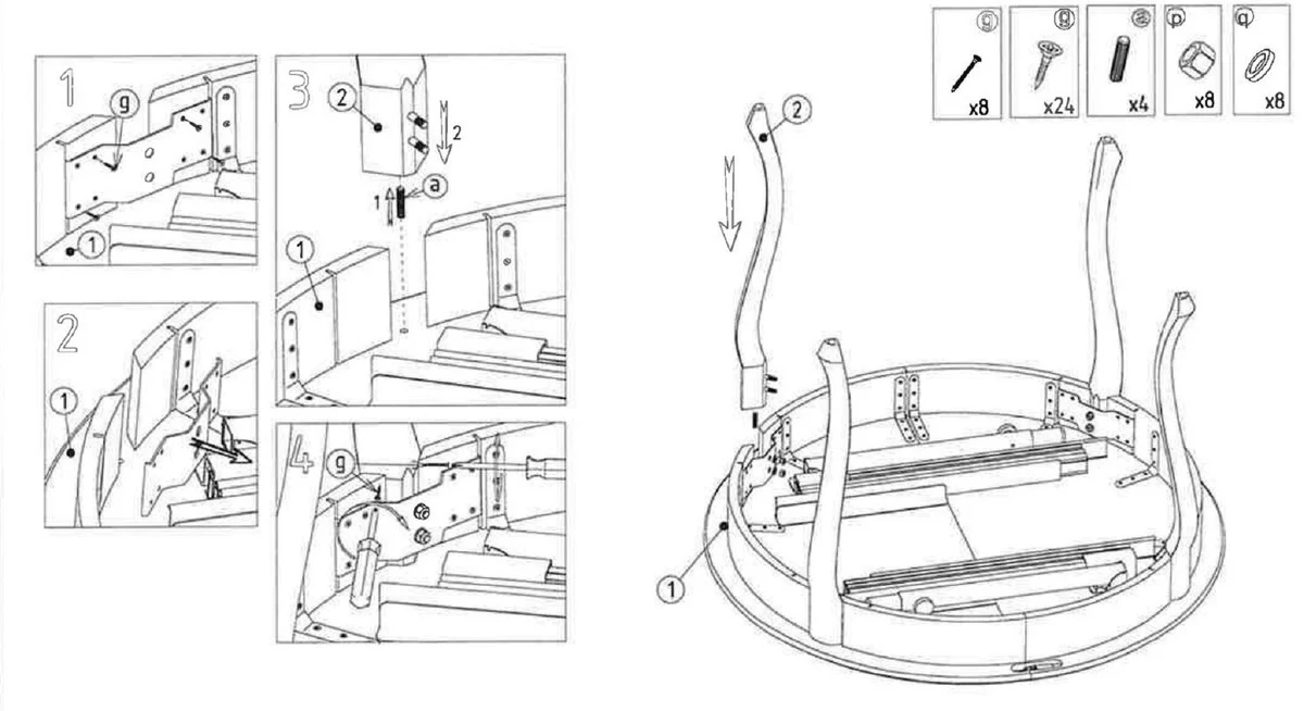 Luxury Art Nouveau dining table dark brown 100-280 x 100 x H. 75.7 cm - Round extendable solid wood dining room table - Baroque & Art Nouveau dining room furniture
