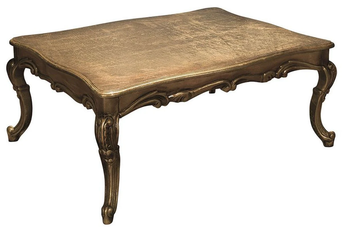 Luxury baroque coffee table antique gold 100 x 90 x H. 45 cm - antique style living room table - baroque style furniture