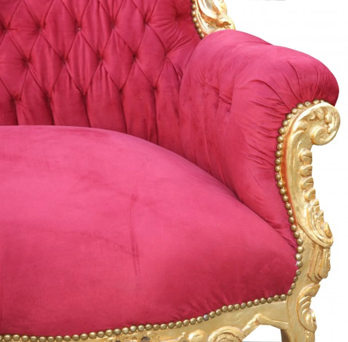 Baroque Sofa 3 Seater Master Bordeaux Red/Gold- Antique Furniture