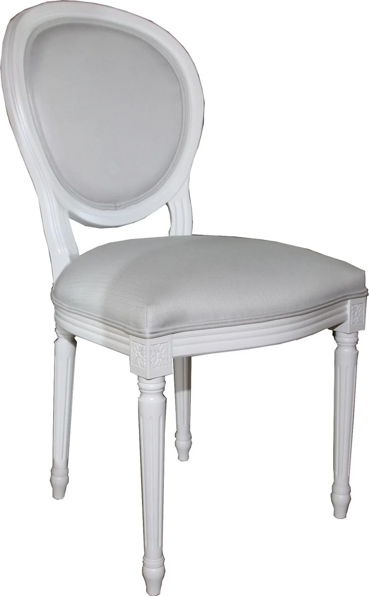 Luxury Baroque Dining Room Chair White / White - Luxury Quality