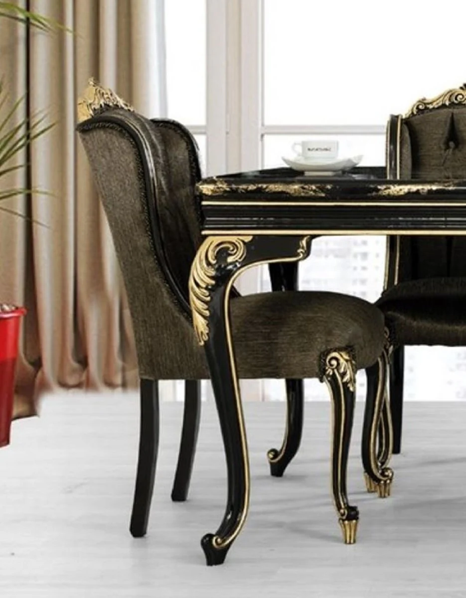 Luxury Baroque Dining Room Chair Black / Gold H. 110 cm - Baroque Dining Room Furniture