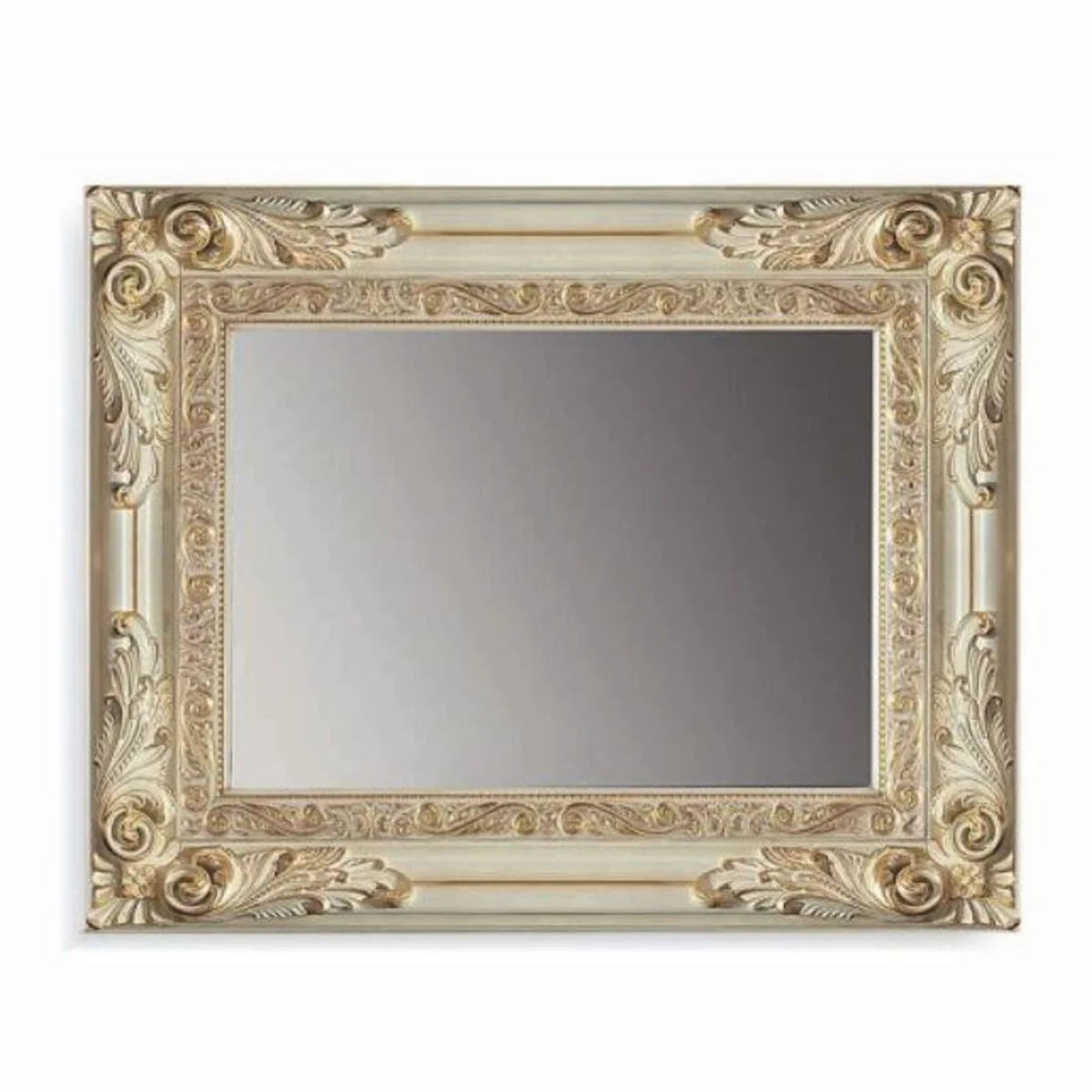 Luxury baroque mirror ivory / gold 126 cm - Made in Italy