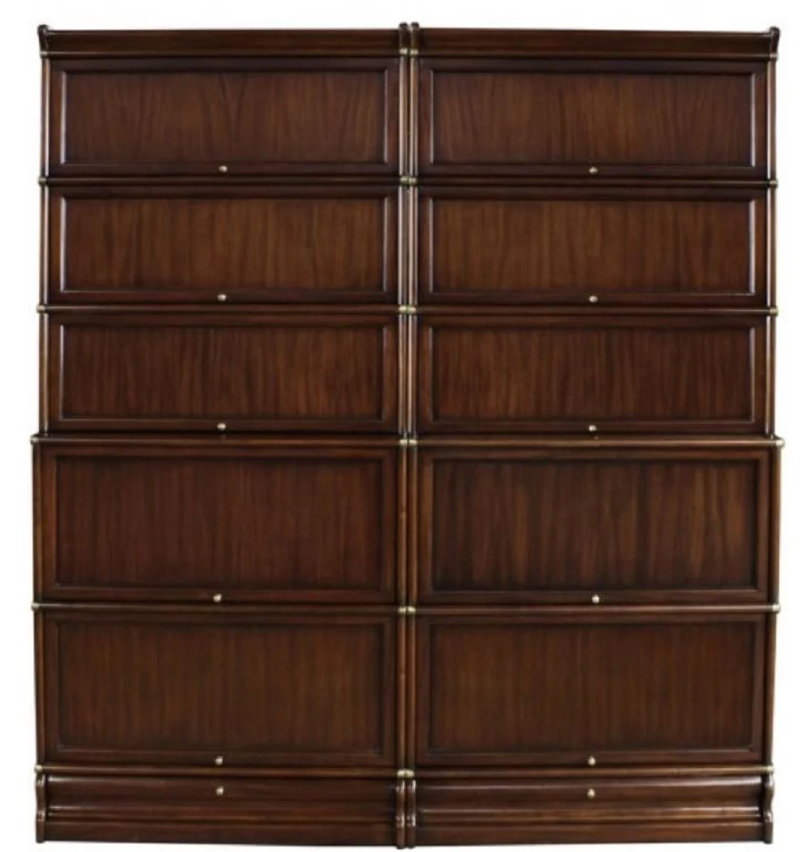 Luxury mahogany bookcase with 10 glass doors and 2 drawers dark brown 172 x 36.5 x H. 197 cm - luxury office furniture