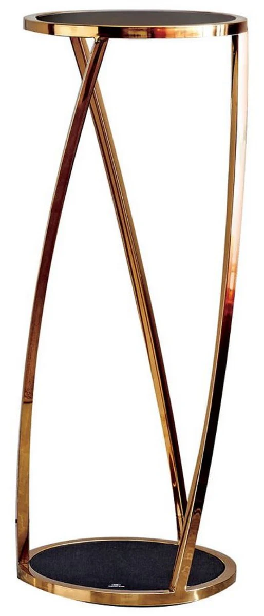 Luxury side table gold / black Ø 35 x H. 90 cm - Round stainless steel flower table with tinted glass tops - Living room furniture - Luxury furniture