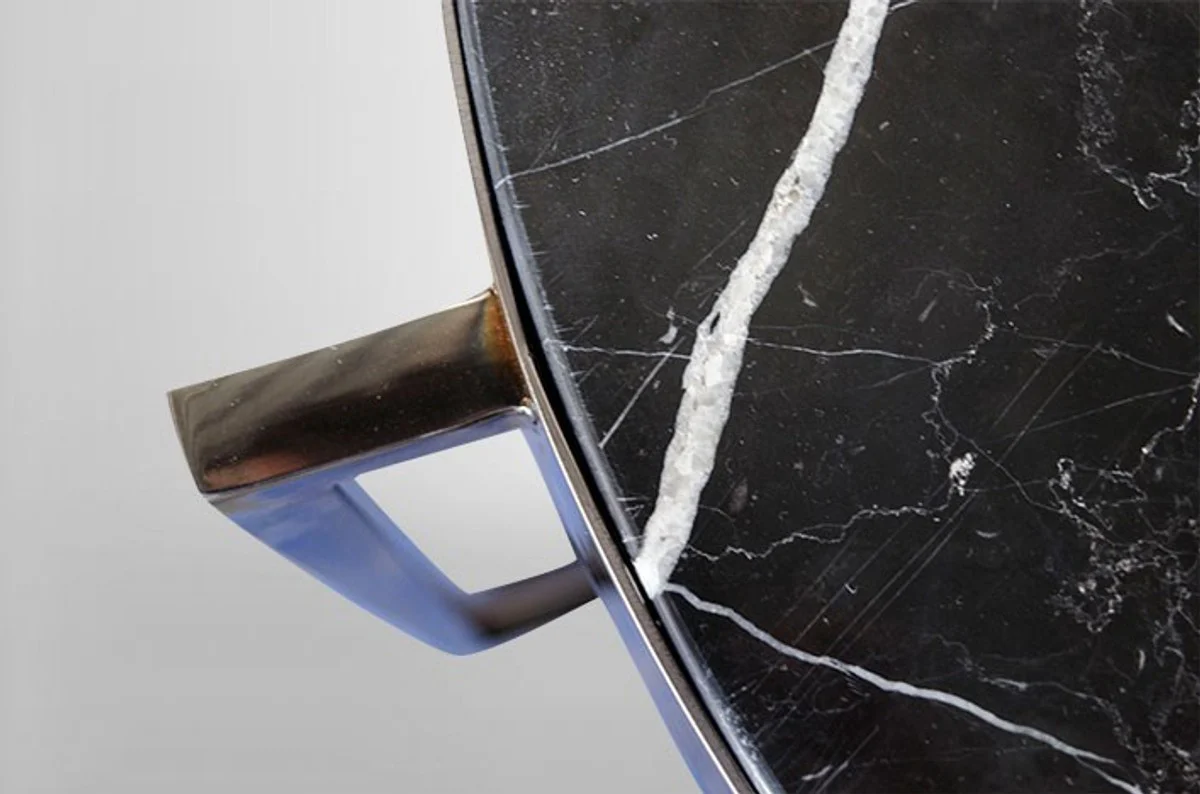 Art Deco side table black metal / marble 65 x 65 cm - Art Nouveau table - furniture flower table