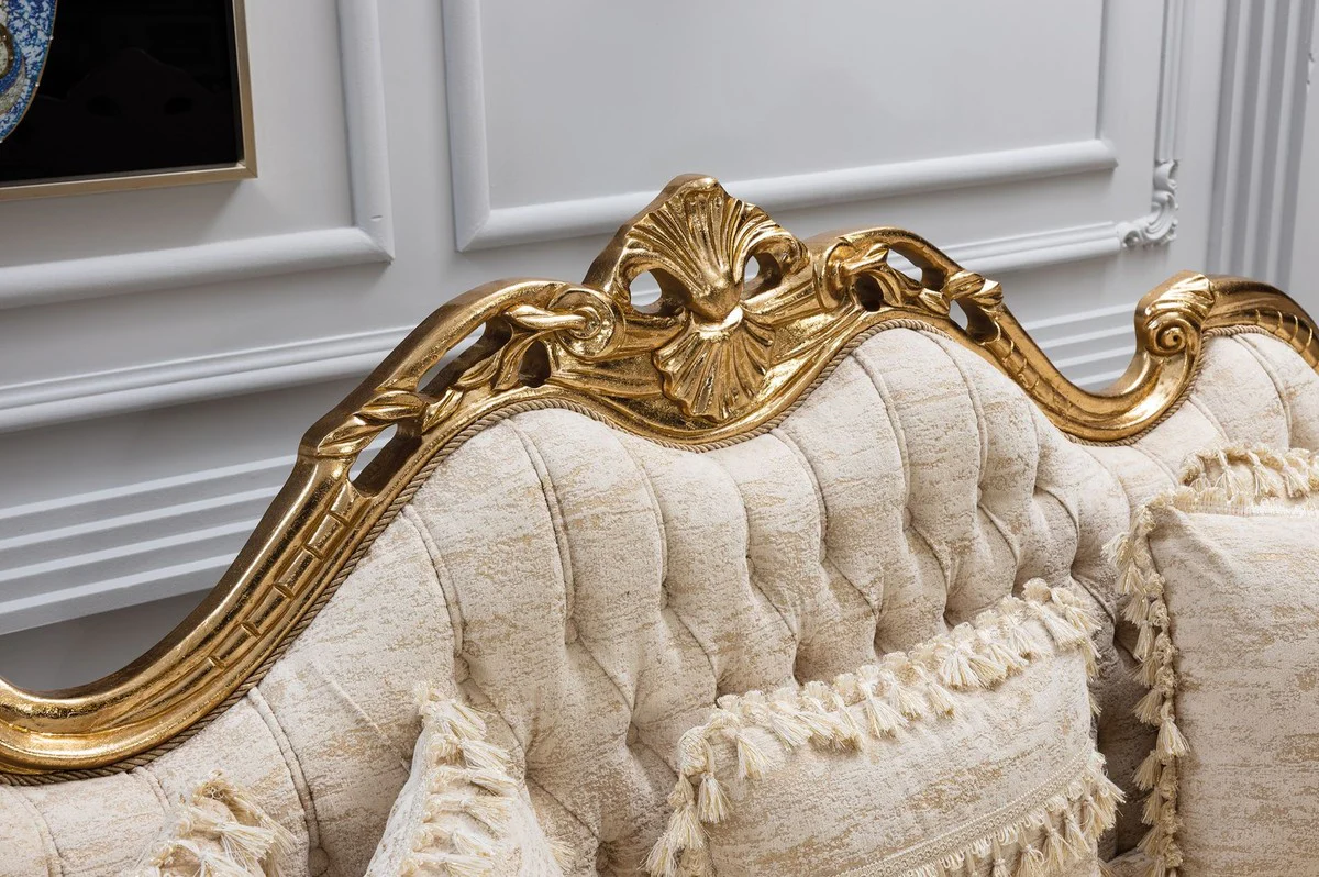Luxury Baroque Sofa White / Gold 235 cm - Baroque Living Room Furniture