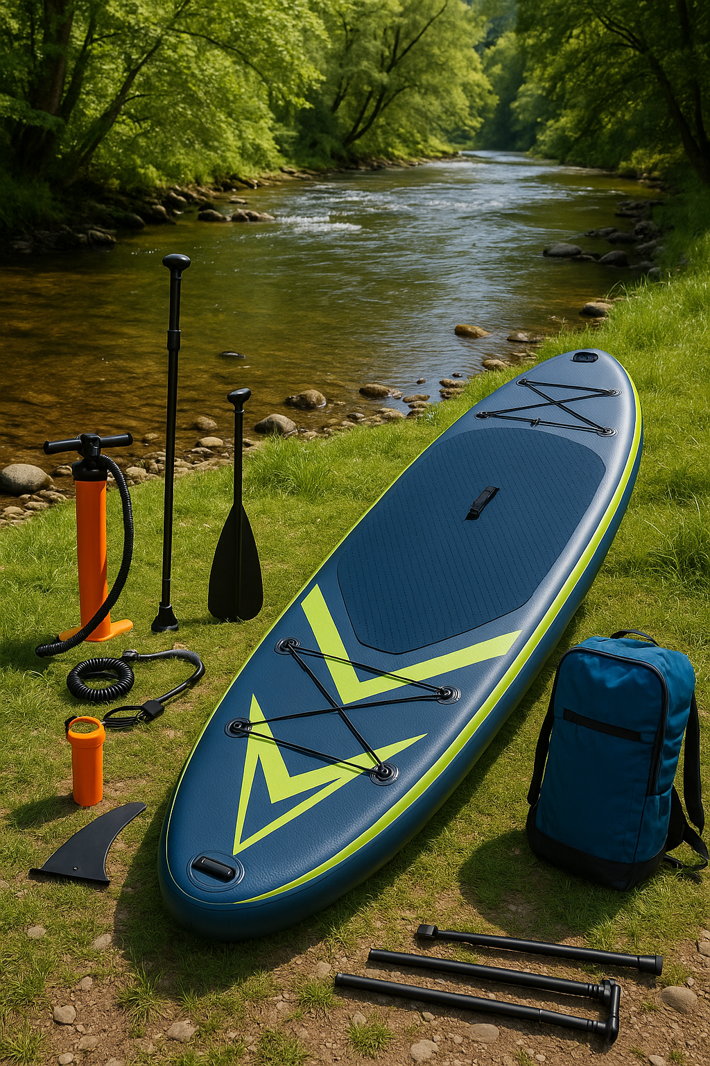Aufblasbares Paddleboard, blaugrün, PVC/Polypropylen, geeignet für See und Fluss, 320 x 84 x 15 cm, fWTNKSE536CV