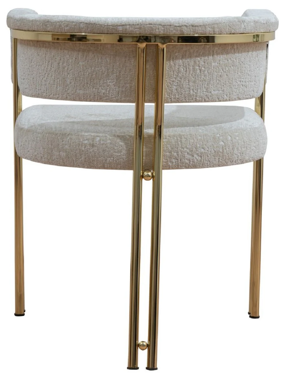 Luxury dining room chair set of 6 with armrests gray / gold H. 74 cm