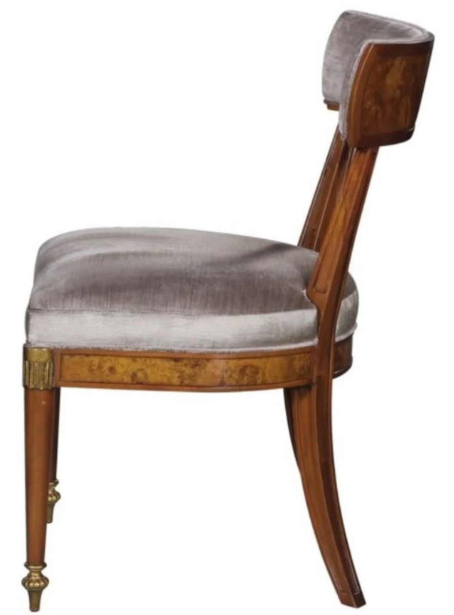 Luxury Art Nouveau dining chair light brown / brown / brass / silver 59 x 63 x H. 88 cm - luxury dining room furniture