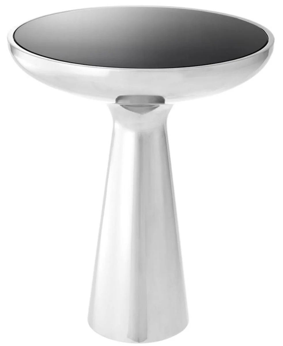 Luxury side table silver / black Ø 50 x H. 60 cm - round stainless steel table with glass top
