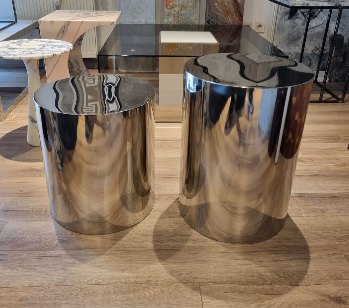 Luxury Metal Side Table Set Silver - Luxury Living Room Furniture