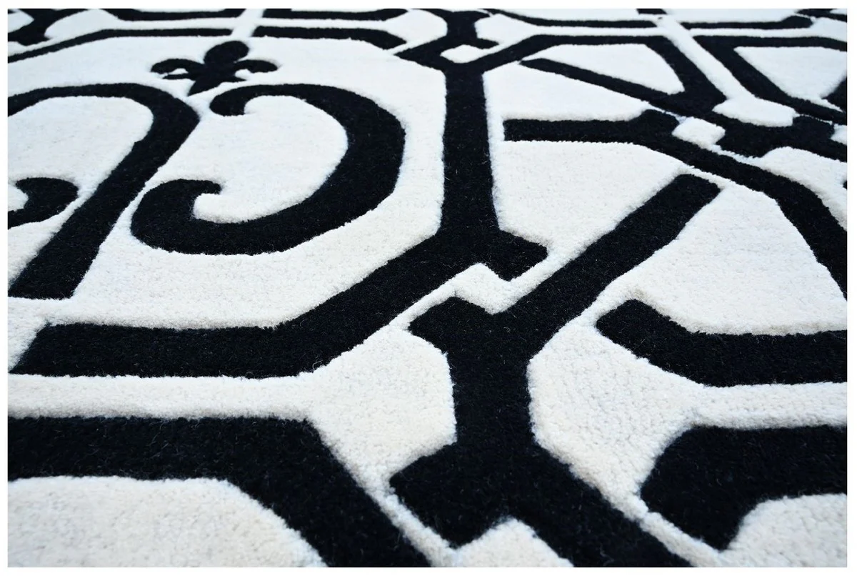Luxury Baroque Carpet White / Black - Various Sizes